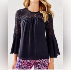 NWT Lilly Pulitzer Navy Lace Blouse